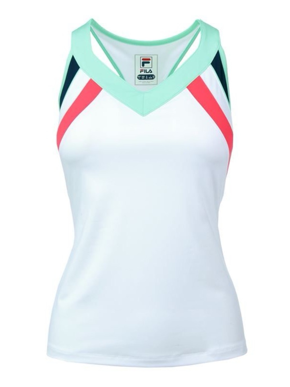 FILA Heritage Women's White Coral and Mint V-Neck Racerback Tank Size Medium
